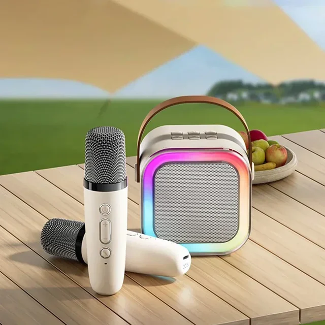 K12 Karaoke Machine Portable 5.3 PA Bluetooth Speaker System with 2 Wireless Microphones Home Family Singing Children's Gifts. 