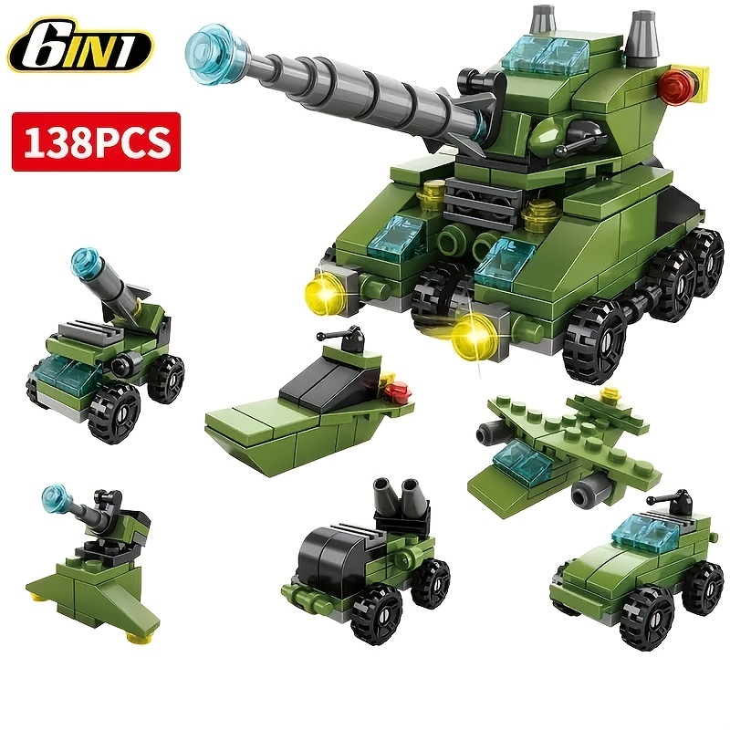 Mini size 6 In 1 Building Blocks DIY Police Car Fire Truck Castle Model ...