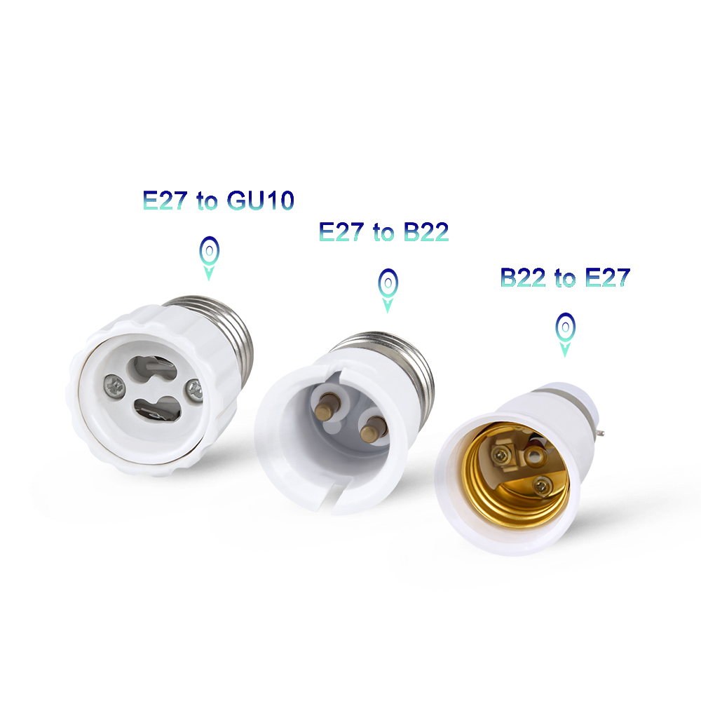 1-6PCS E27 E14 B22 Male To E12 E17 GU10 G9 MR16 GU10 Female Lamp Base Lamp Holder Converter Socket Adapter For LED Bulb light. 
