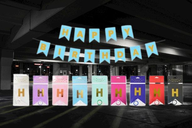 happy birthday card borad flag banner