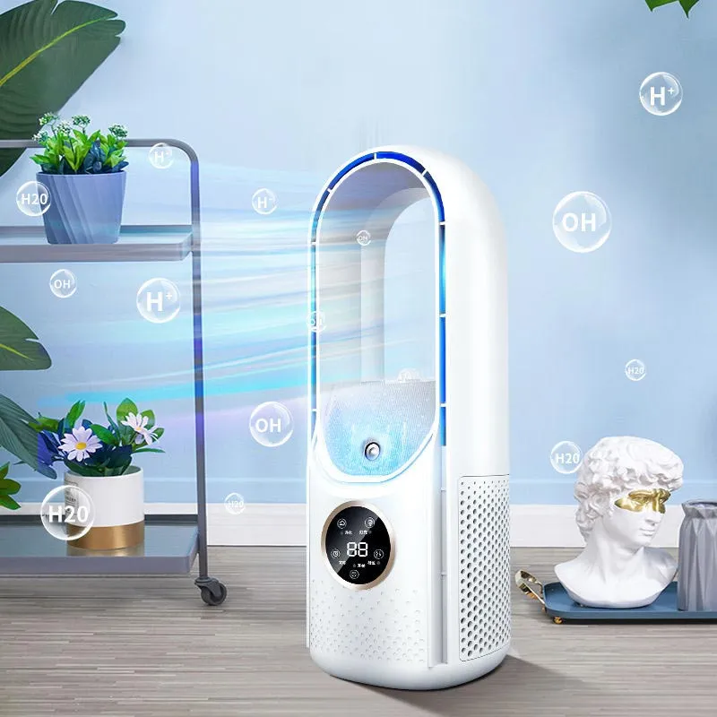 Silent air conditioning fan Portable Air cooler Fan LED Display Leafless Electric Fan 6h Timer USB charging Heater fan. 