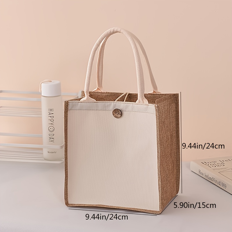 New vertical style linen tote bag plain color simple gift bag fashion shopping bag. 