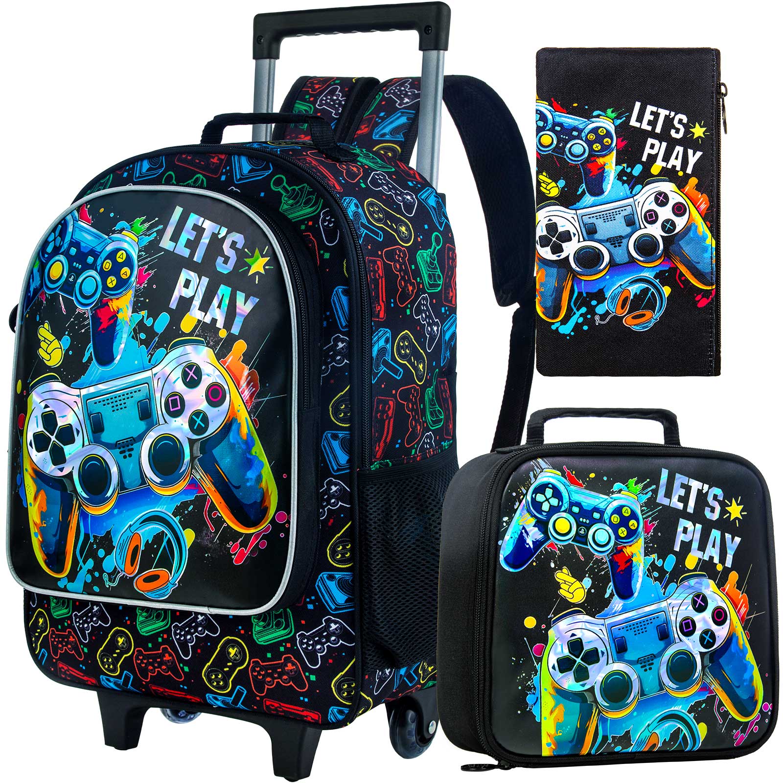 3Pcs Dragon Rolling Backpack for Boys, Kids School Backpacks with ...
