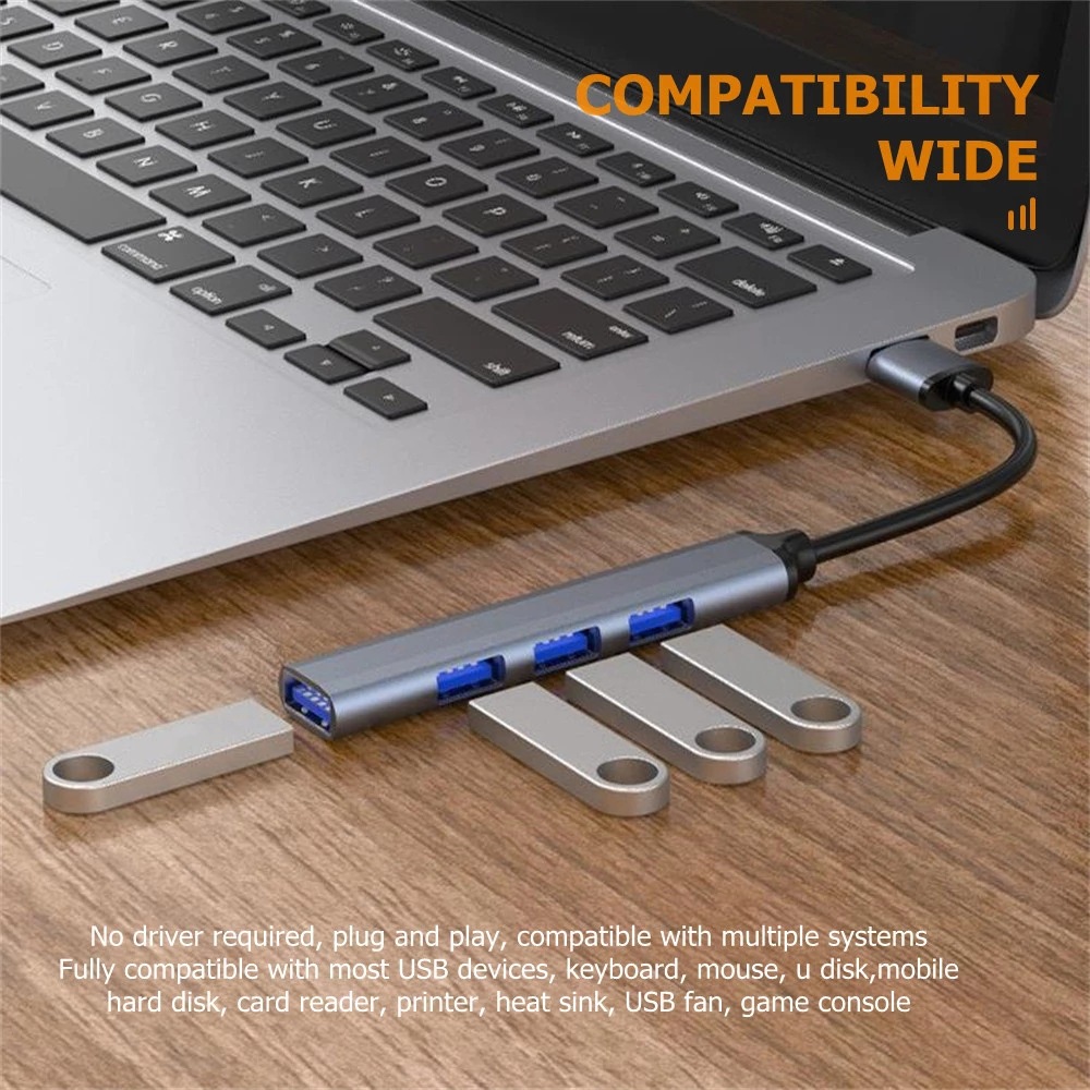 Aluminum Alloy Splitter Multi-function One Drag Four Hubs Hub Expander High-speed Computer Multi Interface Dock. 
