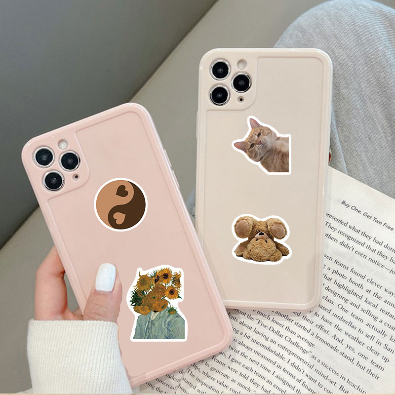 60PCS INS Aesthetics Art Brown Stickers Vintage For Gift DIY Kids Notebook Luggage Motorcycle Laptop Refrigerator Decal Decor. 