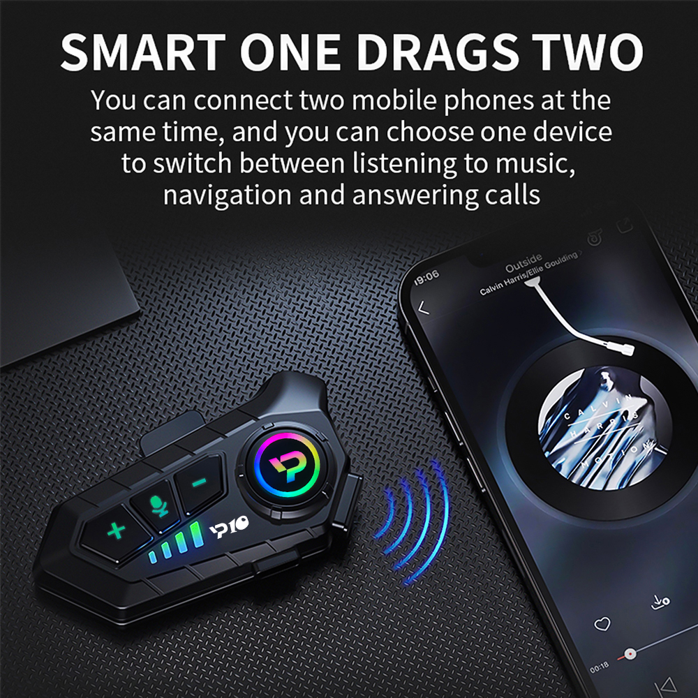 Kebidumei Motorcycle Helmet Headset Handsfree Call 2000mAh Stereo Anti-Interference Waterproof Music Player Wireless Earphone. 