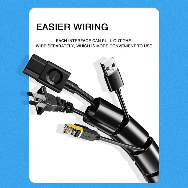 2/1M 16/10 mm Flexible Spiral Cable Wire Protector Cable Organizer Computer Cord Protective Tube Clip Organizer Management Tools. 