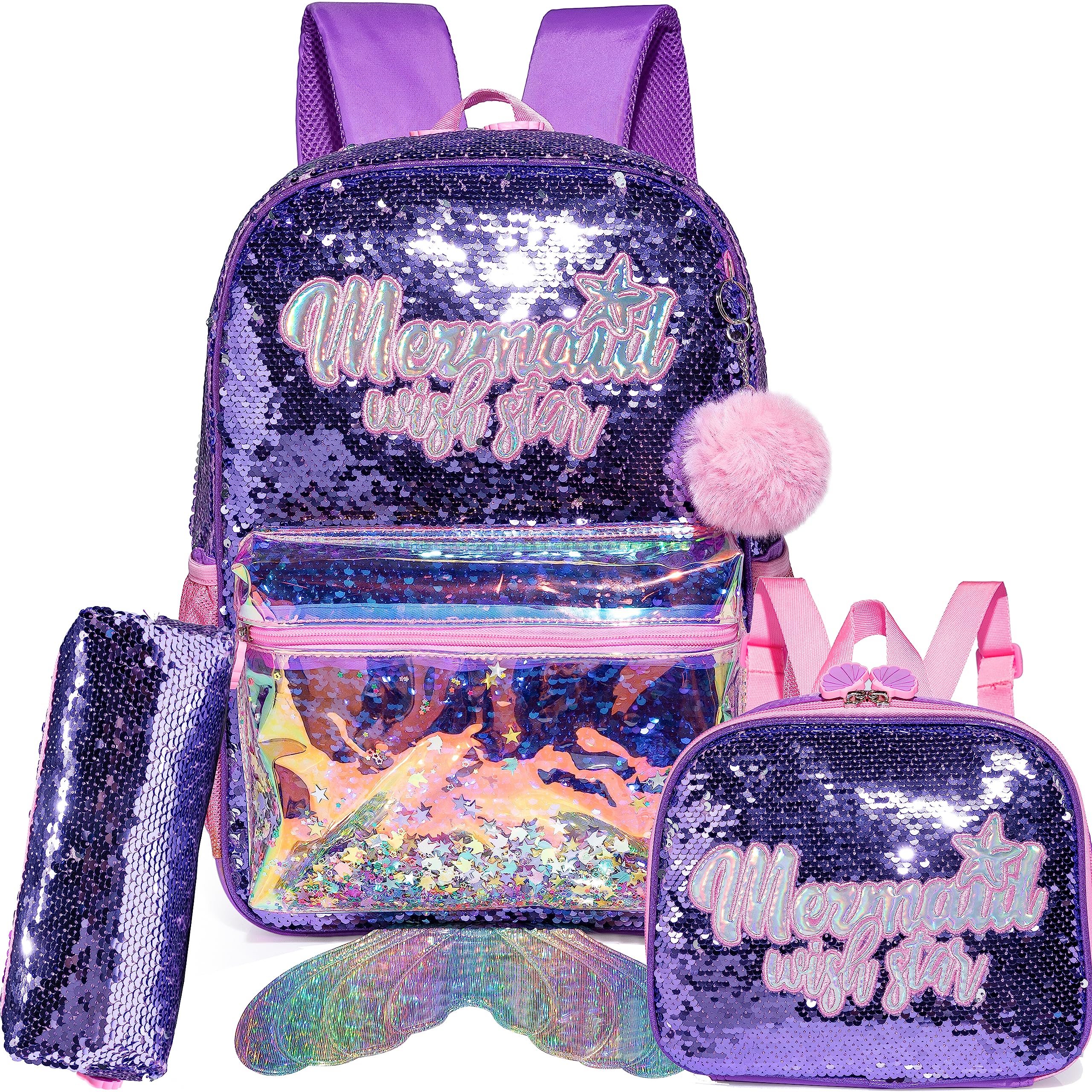 Meetbelify Cute Backpack for Girls School Kids Sequin Bookbag for ...