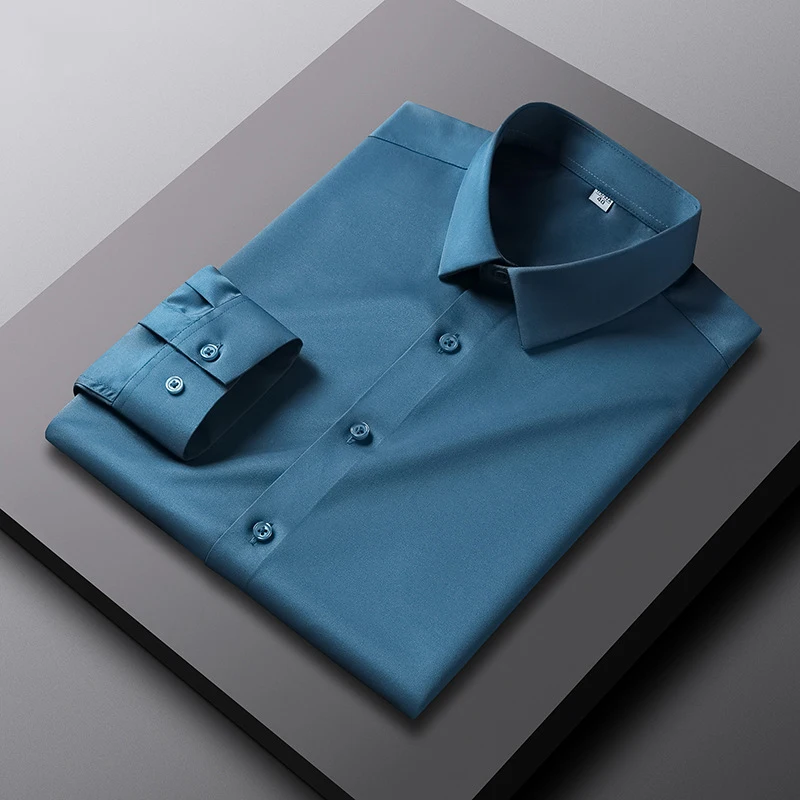 Men's Casual and Fashionable Long Sleeved Solid Color Shirt Non Ironing and Wrinkle Resistant Business Top. 