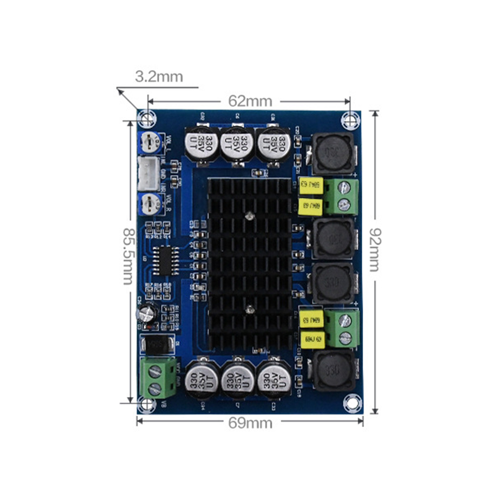 DC 12V 24V TPA3116D2 Digital Dual Channel Amplifier Board Stereo Audio  Module XH-M543 120Wx2 Subwoofer Audio Board Amplifier. 