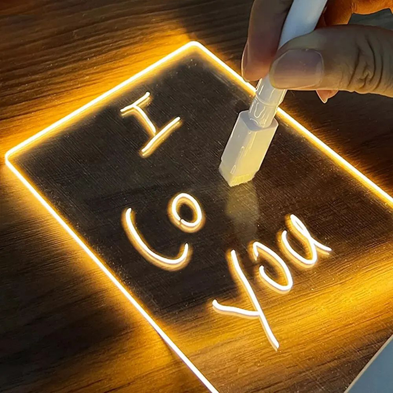 Transparent Luminous LED Night Lights USB Luminous Acrylic Night Light Erasable Write Message Board Calendar Desktop Ornaments. 