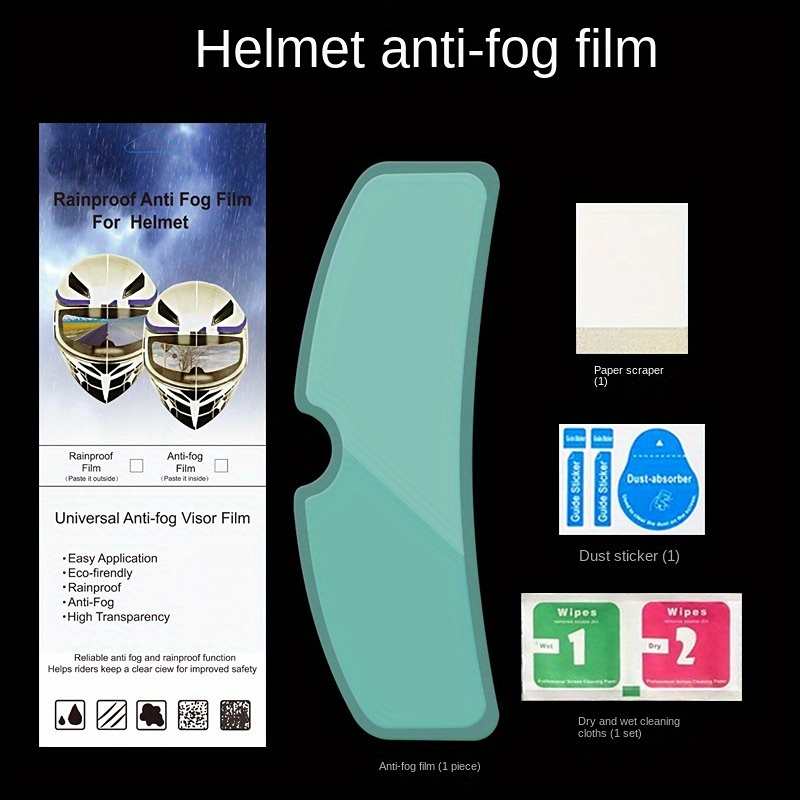 Motorcycle Helmet Waterproof Lens Film, Universal Rain & Fog Protection Film Transparent Lens Sticker Helmet Anti Fog Film Visor. 
