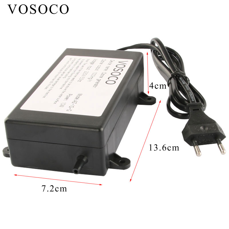 VOSOCO Ozone Generator Ozonizer Water Air Purifier Fruit Vegetable Meat Clean Fish Tank Kitchen Toilet Deodorization 1000mg. 