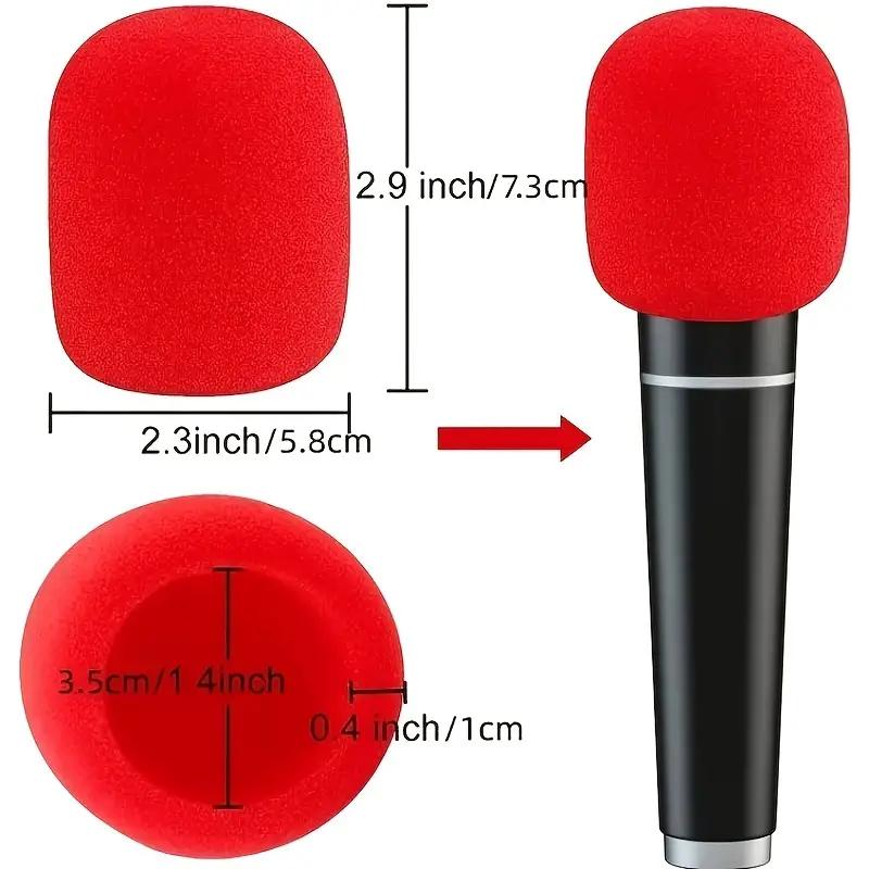 4PCS Microphone Foam Cover,Black & Red Handheld Stage Microphone Windshield Foam Cover For Studio Interview Microphone Cover Kar. 