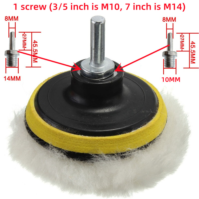 8Pcs Buffing Pad Set Thread 3/5/7inch Auto Car Repair Polishing pad Kit for Car Polisher+Drill Adaptor Power Tools accessories. 