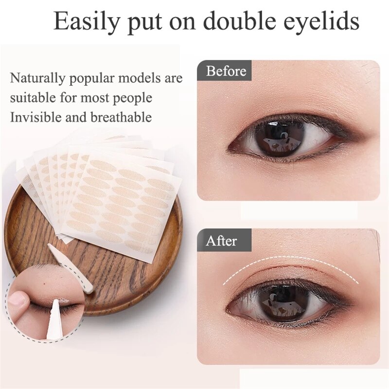 240Pcs Double Fold Eyelid Tape Sticker Lace Nature Clear Beige Stripe Self-adhesive Natural Eye Makeup Make Up With Tool New. 