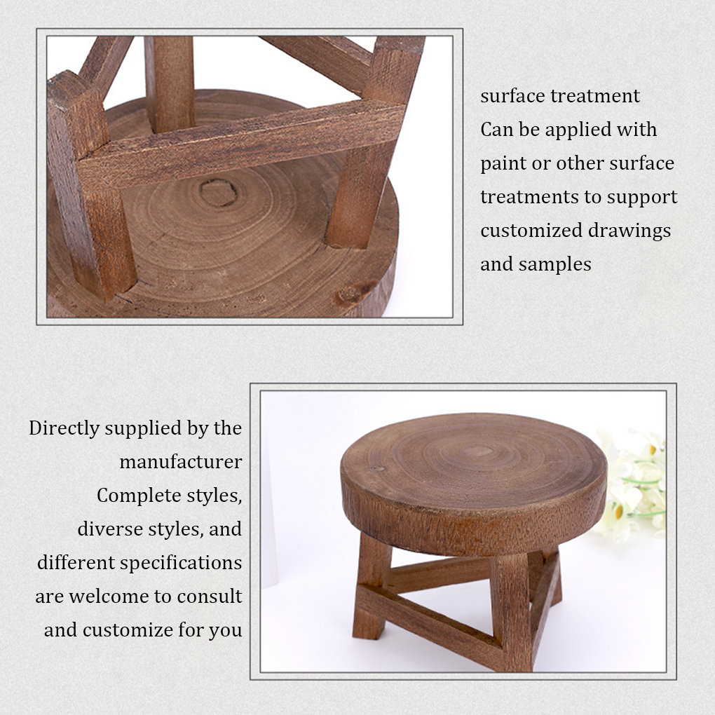 Wood Low Stools Small Round Shape Bench Plant Stand Chair Tea Table Floor Stool Flower Pot Holder Shelf Garden Ornaments. 