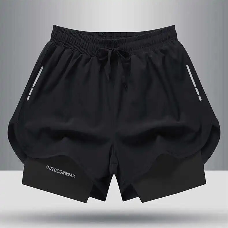 5/1Men's Aloe Pants Athletic Shorts Two-Layer Swim Trunks: Stylish, Quick-Drying & Comfortably Fit for Beach, Pool & Hot Spring!. 