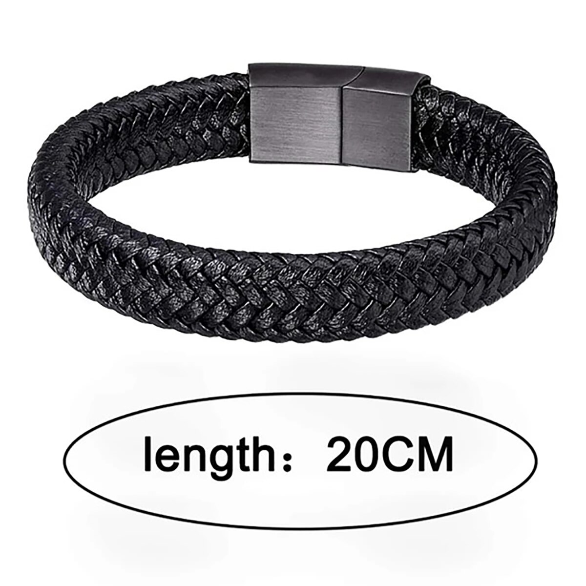 Black PU Leather Magnetic Bracelet Men's Mature and Stable and Elegant Giving Men The Best Gift for Men. 