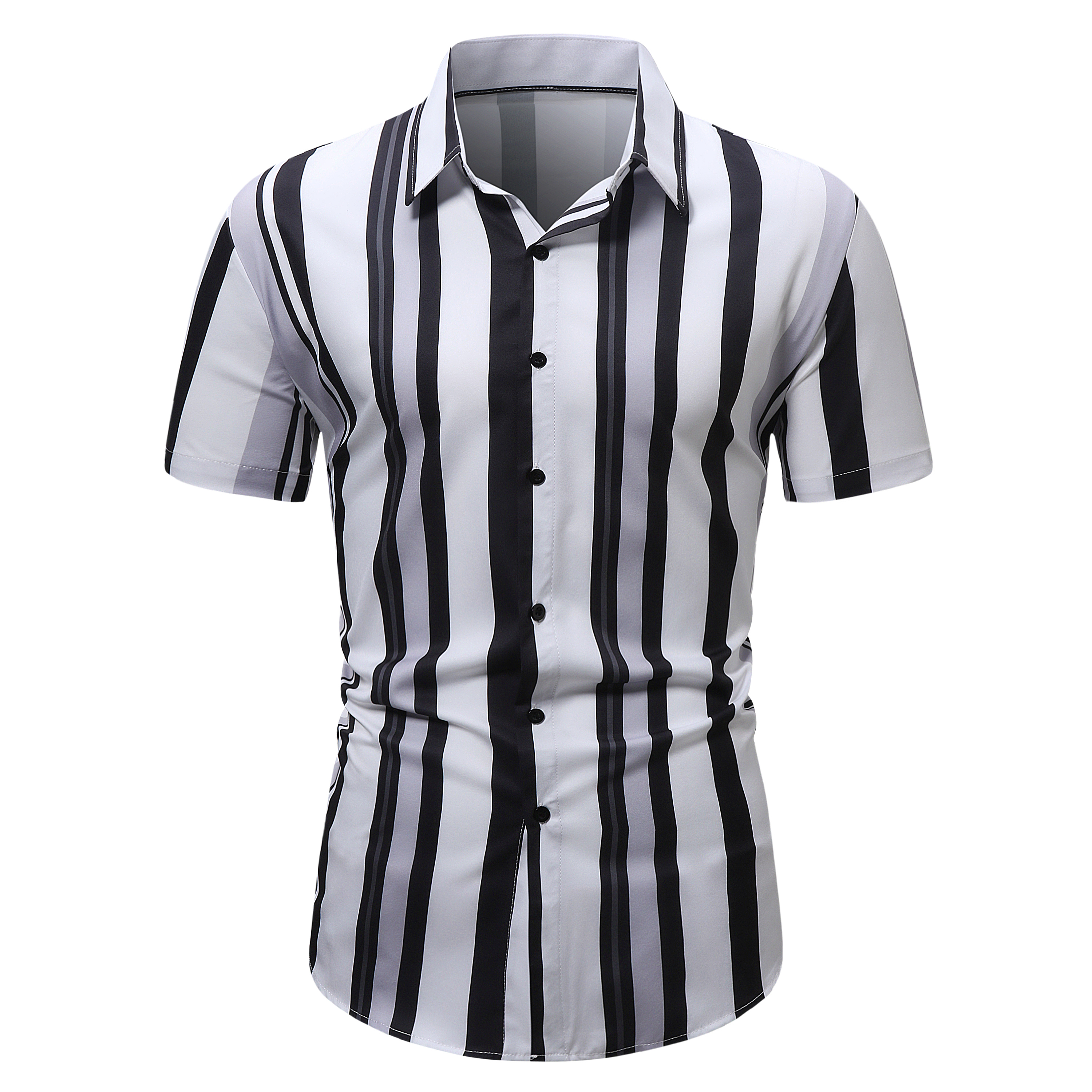 FGKKS 2023 Brand Striped Shirt For Men Slim Breathable Fashion Short Sleeve High Quality Design Casual Shirt Male. 
