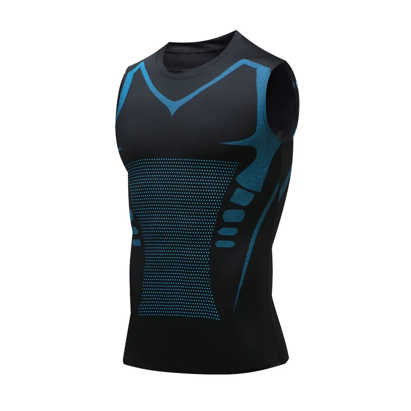1 piece Men Sports Compression Vest, Basketball Gym Tight Undershirt, American Training Base Layer Quick-Dry Elastic Wide-Should. 