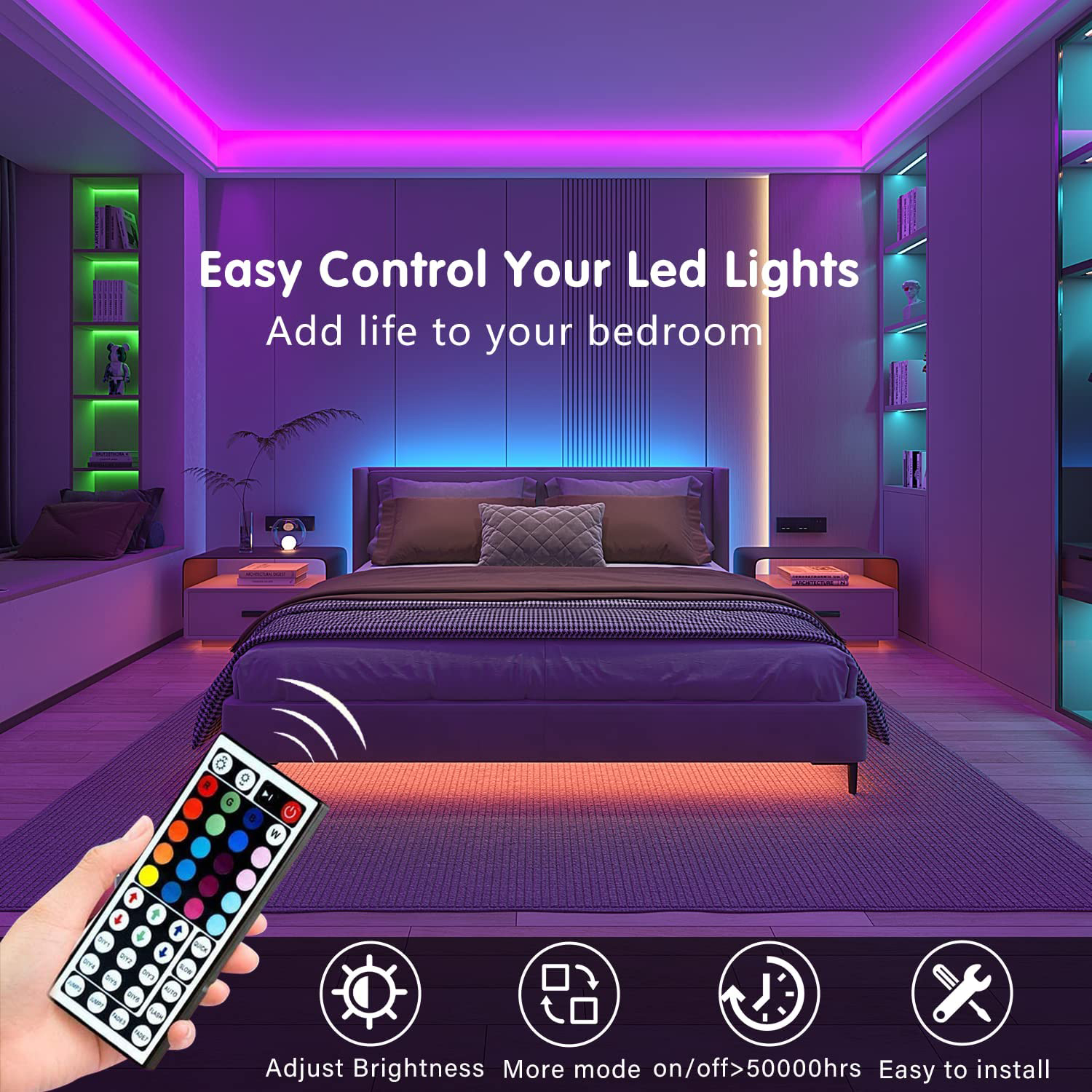 Led Strip Rom 10m 20m Led Strip Lights with 44 Key Remote Control RGB Tape Led Wall ...