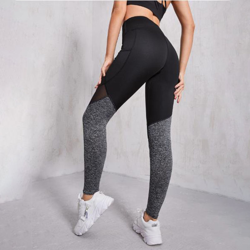 Seamless Sexy Mesh Spliced Leggings Women with Pocket Leggings High Waist Push Up Butt Gym Trainning Fashion Slim Yoga Tights. 