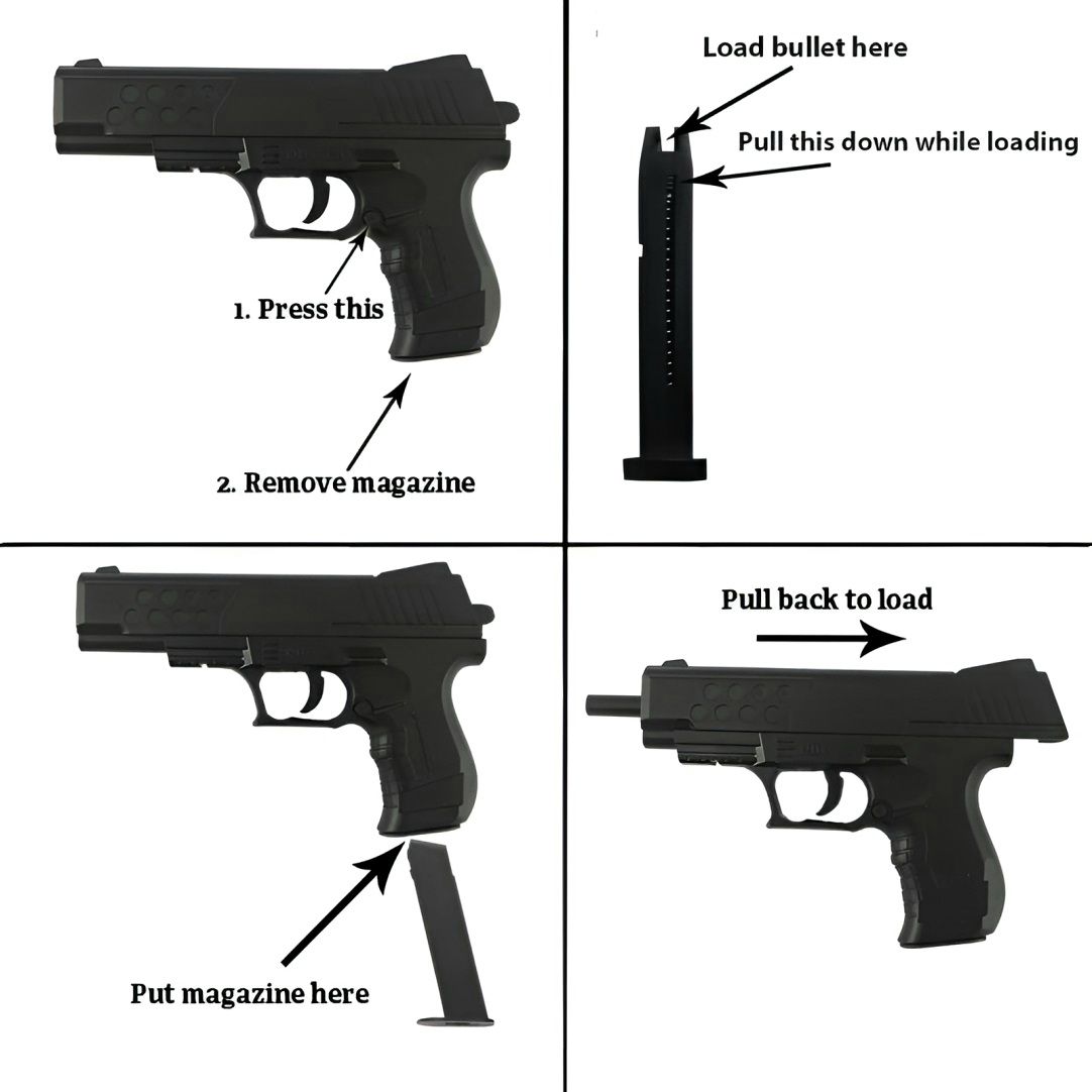 Desert Eagle Spring-Powered BB Toy Gun for Kids – Compact 6mm Plastic Bullet Blaster Pistol with Pull-Back Action | Realistic Toy Gun for Boys, Outdoor Shooting Games, Roleplay & Target Practice | Safe Non-Electric Toy for Ages 8+. 