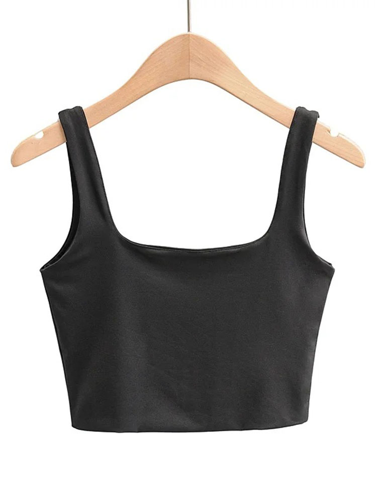 2022 Summer Women Sexy Sleeveless Tops Fashion Short Square Collar Tank Tops 6 Colors. 