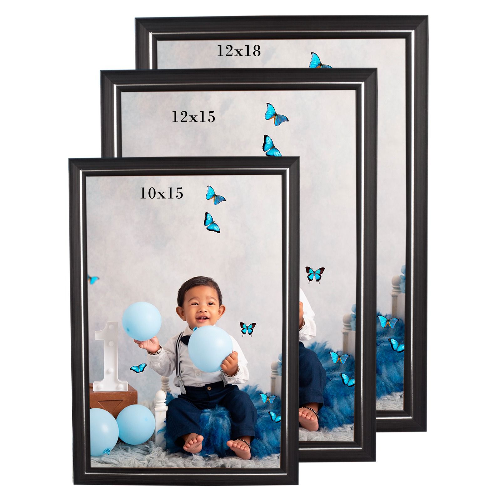 10 x 12 size Photo Frame Black with Silver Line photo frames at