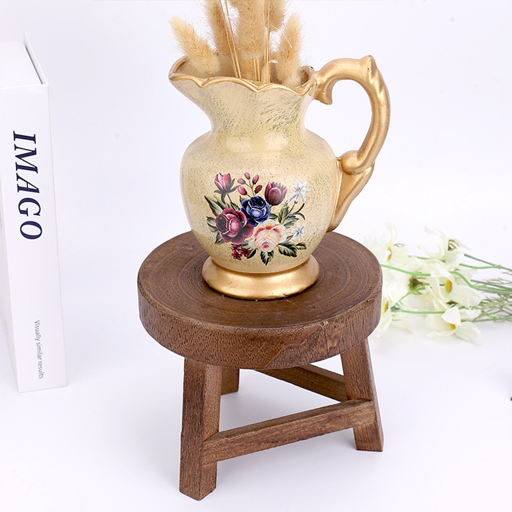 Wood Low Stools Small Round Shape Bench Plant Stand Chair Tea Table Floor Stool Flower Pot Holder Shelf Garden Ornaments. 