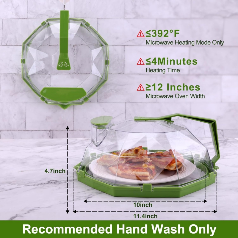 Microwave Cover for Food, Clear Microwave Splatter Cover with Water Storage Box, Upgraded Handle and Steam Vents. 
