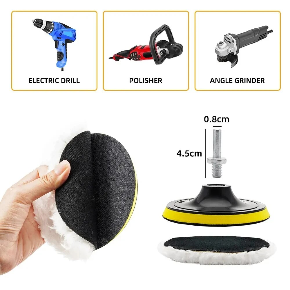 5Pcs 3/4/5 Inch Polishing Kit Car Polishing Pad Car Waxing Sponge Disk Wool Wheel Auto Paint Care Polisher Pads Car Gadget. 