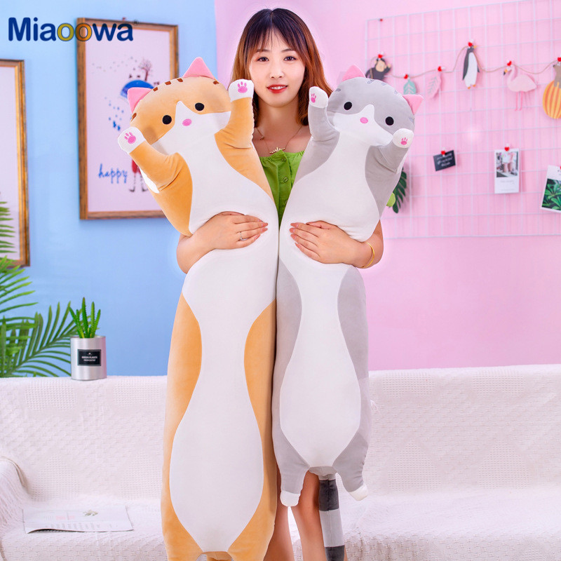 50 70cm Cute Soft Long Cat Plush Toys Stuffed Pause Office Nap Pillow Bed Sleep Home Decor Gift Doll for Kids Girl Daraz.lk