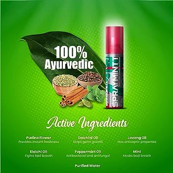 Spraymintt 1 Second Instant Mouth Freshener Spray Mouth spray breath freshener 15 gm – ThandaPaan | Natural Herbal formulation for Long lasting freshness & Germ-free mouth. 
