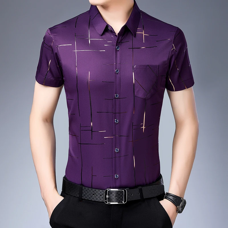 New Men's Business Casual Short Sleeved Shirt No Iron and Wrinkle Resistant Top. 