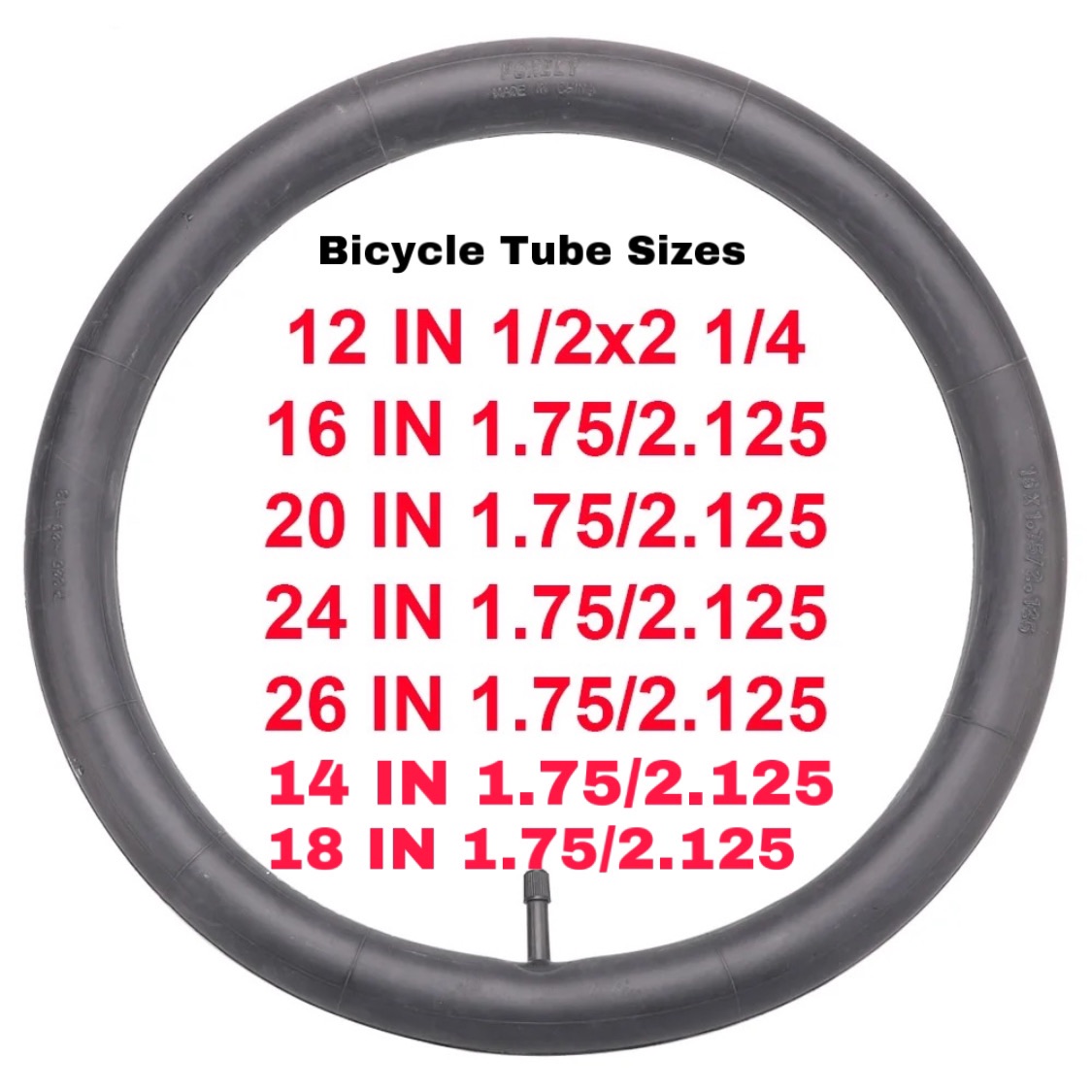 Bicycle Tube With All Sizes 12”/14”/16”/18”/20”/24”/26”/28”(STD) Rubber Inner Tubes Mountain Bike Bmx Bike Standard Tubes Available. 
