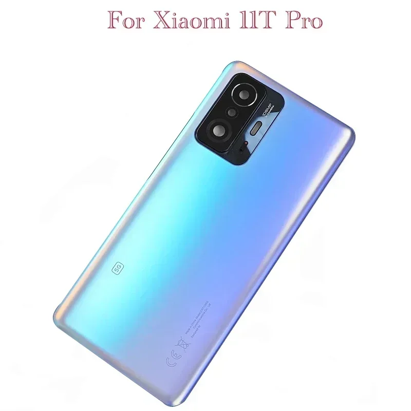 Back Glass Cover For Xiaomi 11T Pro 5G Back Door Replacement Battery Case, Rear Housing Cover Mi11T With Camera Lens. 