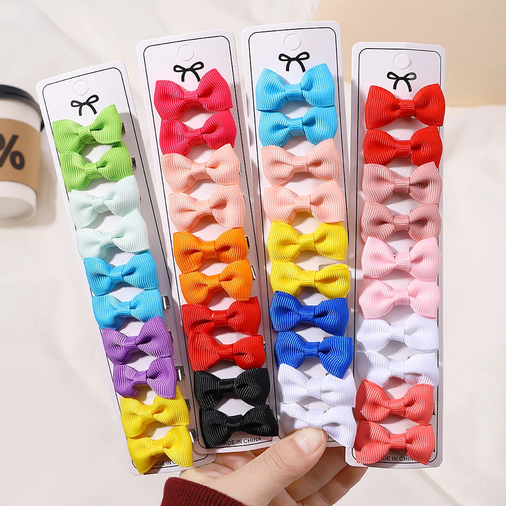 10Pcs Boutique Handmade Tiny Baby Bows Grosgrain 1.5" Hair Bows Alligator Clips for Baby Girls Toddlers Hair Accessories Gift. 