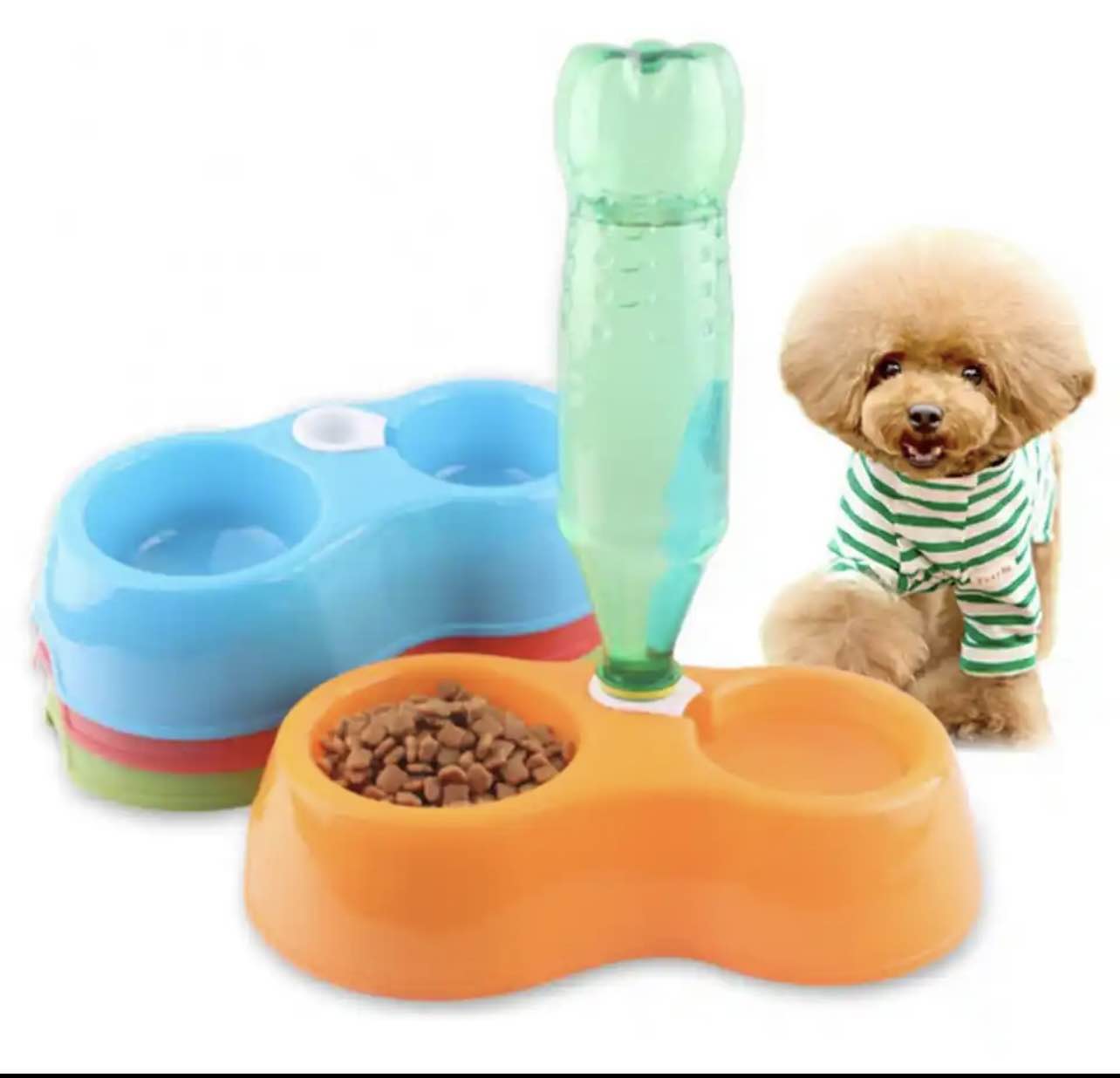 Cat and Dog Bowl Automatic Drinking and Feeding Integrated Plastic Double Bowl Cone Cat Food Small Cat Pet Automatic Water Bowls