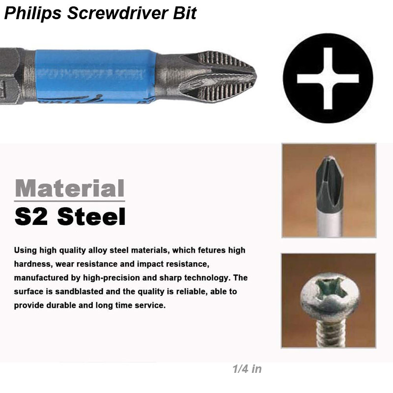 Magnetic Screwdriver Bits Set PH1 PH2 PH3 PZ1 PZ2 PZ3 Anti-slip 1/4 Hex Shank Fit Hand Electric Drill Driver Tool Part Accessory. 