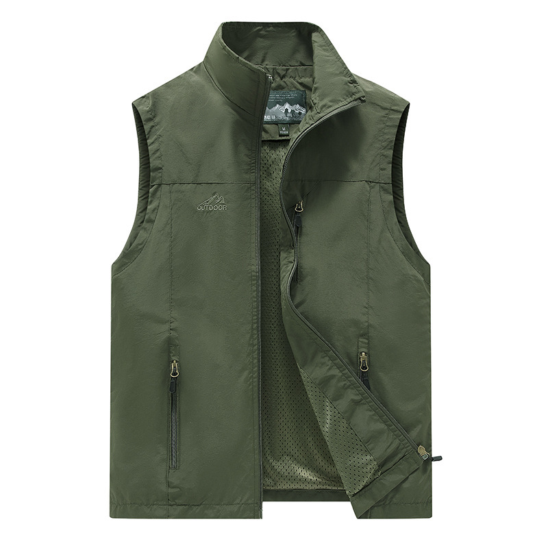 FGKKS Spring New Men Waistcoat Outdoor Leisure Solid Color Vest Young Middle-aged Photography Fishing Casual Vest Jacket Male. 