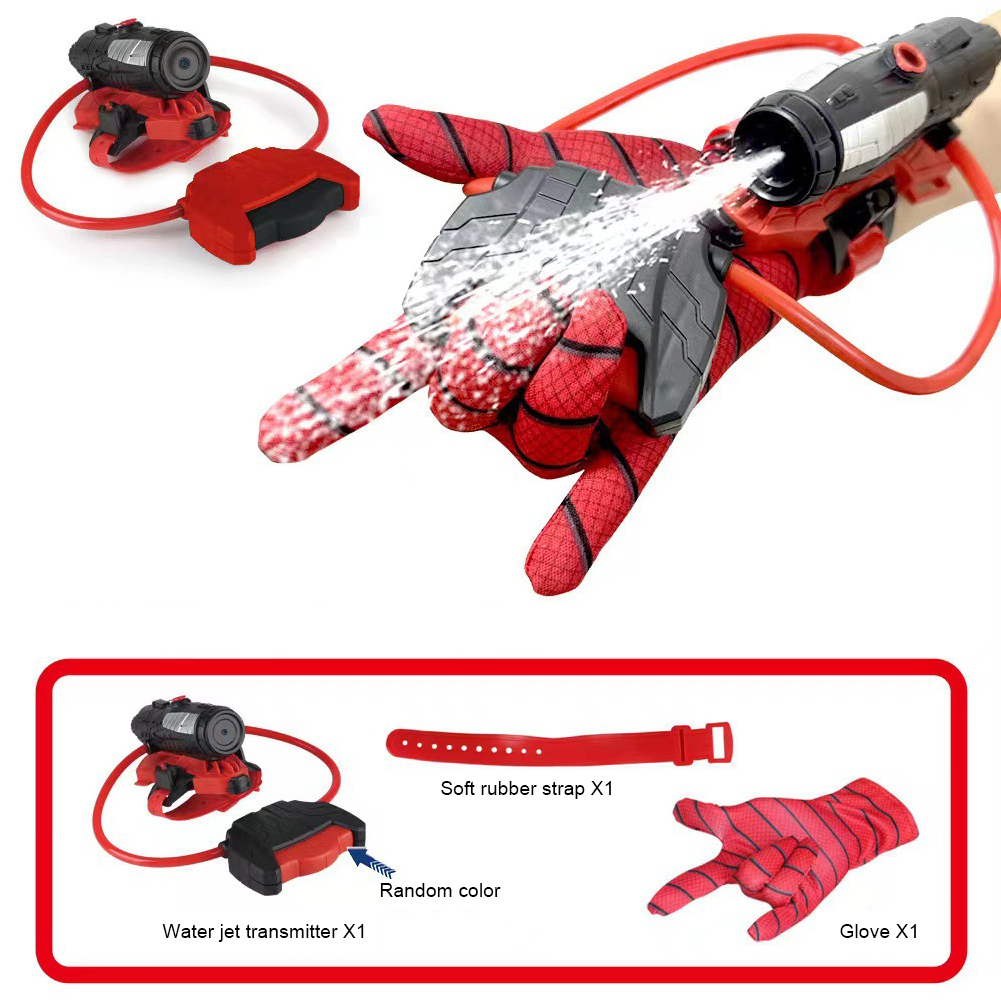 SpiderMan Water Gun Hero Launcher Spider Wrist Launcher Manual Press Burst Water Gun with Gloves Children's Birthday Gift Toys. 