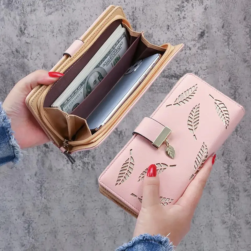 Lady Wallet Hollow Love Wallet Korean Purse Zipper Women Long Card Bag  Clutch