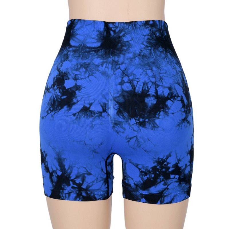 Women Tie Dye Sports Shorts Seamless Slim Leggings Gym Workout Running Seamless Sexy Hip Liftting High Waist Stretch Yoga Shorts. 