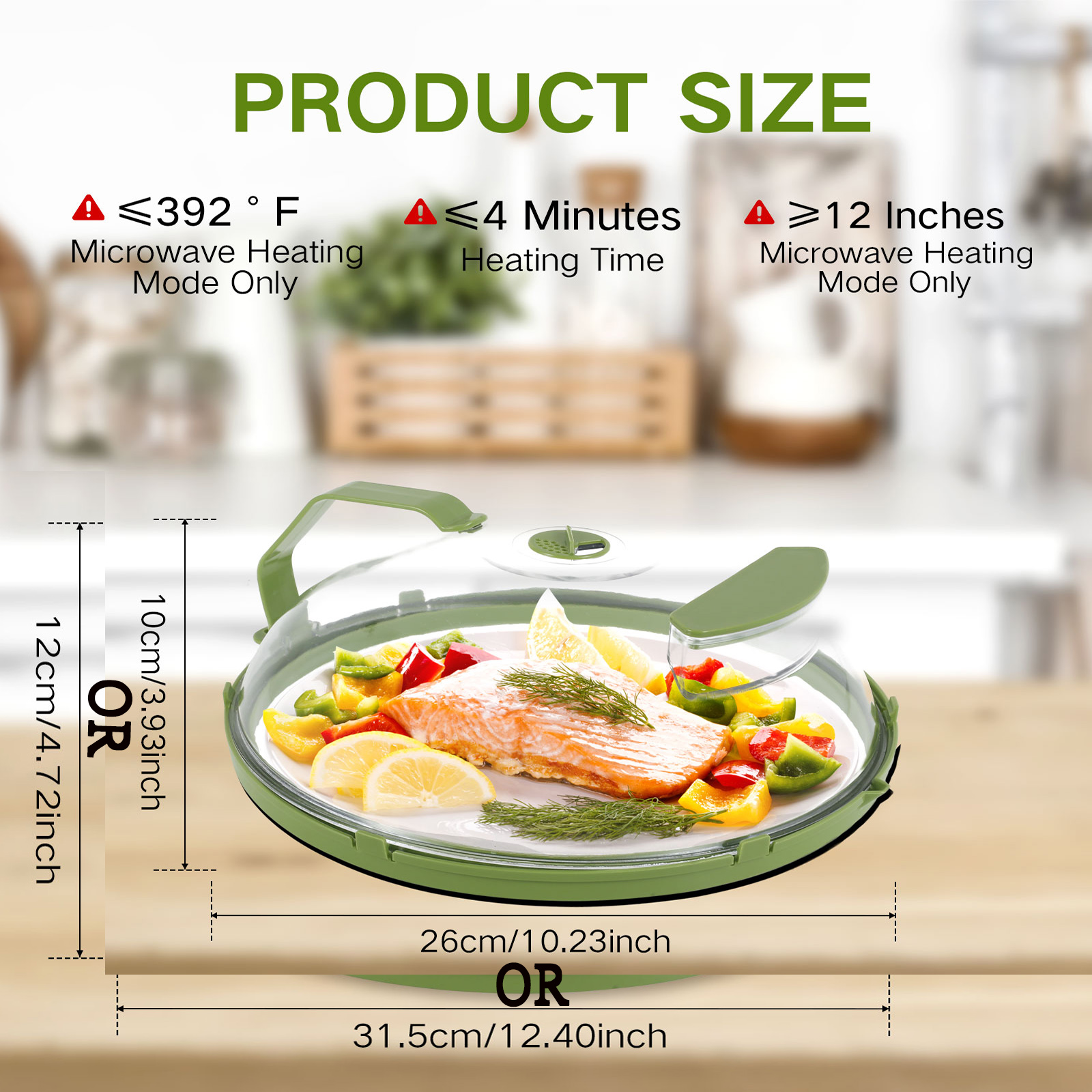 Microwave Cover Splatter-Proof Microwave Guard Cover Clear Microwave Plate Cover with Handle Kitchen Cooking Lid for Vegetables. 