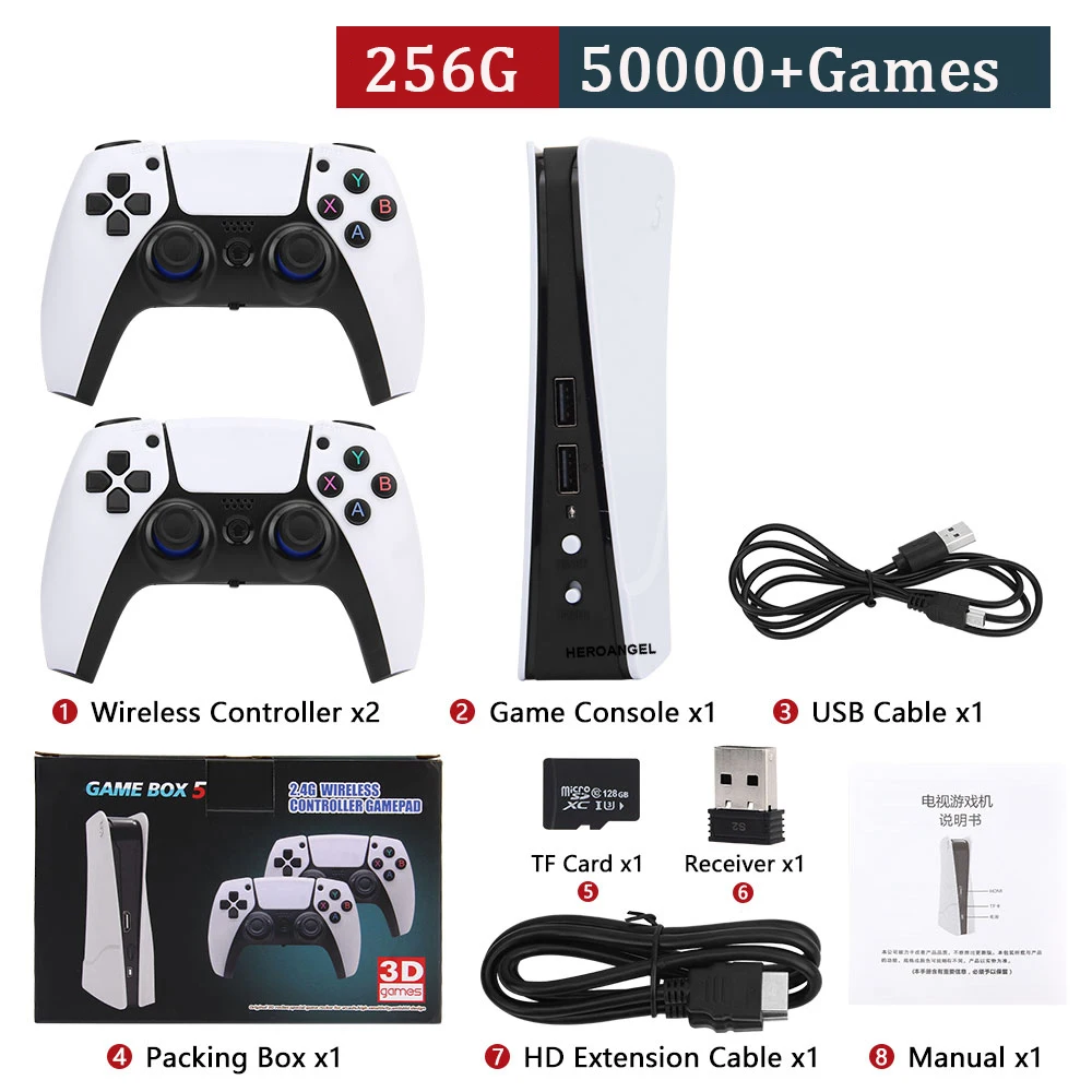 New Arrival GB-5 Retro Video Game Console TV Game Box 5 HD-out Bulit-in 50000 Games Simulator for PSP/PS1/N64/NAOMI/ARcade. 