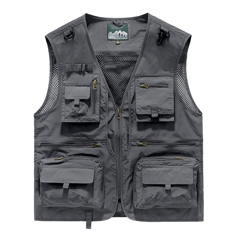 FGKKS 2023 Outdoor Leisure Vest Men's New Multi-Pocket Breathable Outdoor Sports Coat High-Quality Design Leisure Vest Men. 