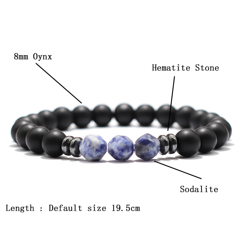 Fashion Mens Bracelet Black Onyx Stone Braclet Irregular Natural Tiger Eyes Sodalite Beaded Braslet Pulsera Hombre Accessories. 