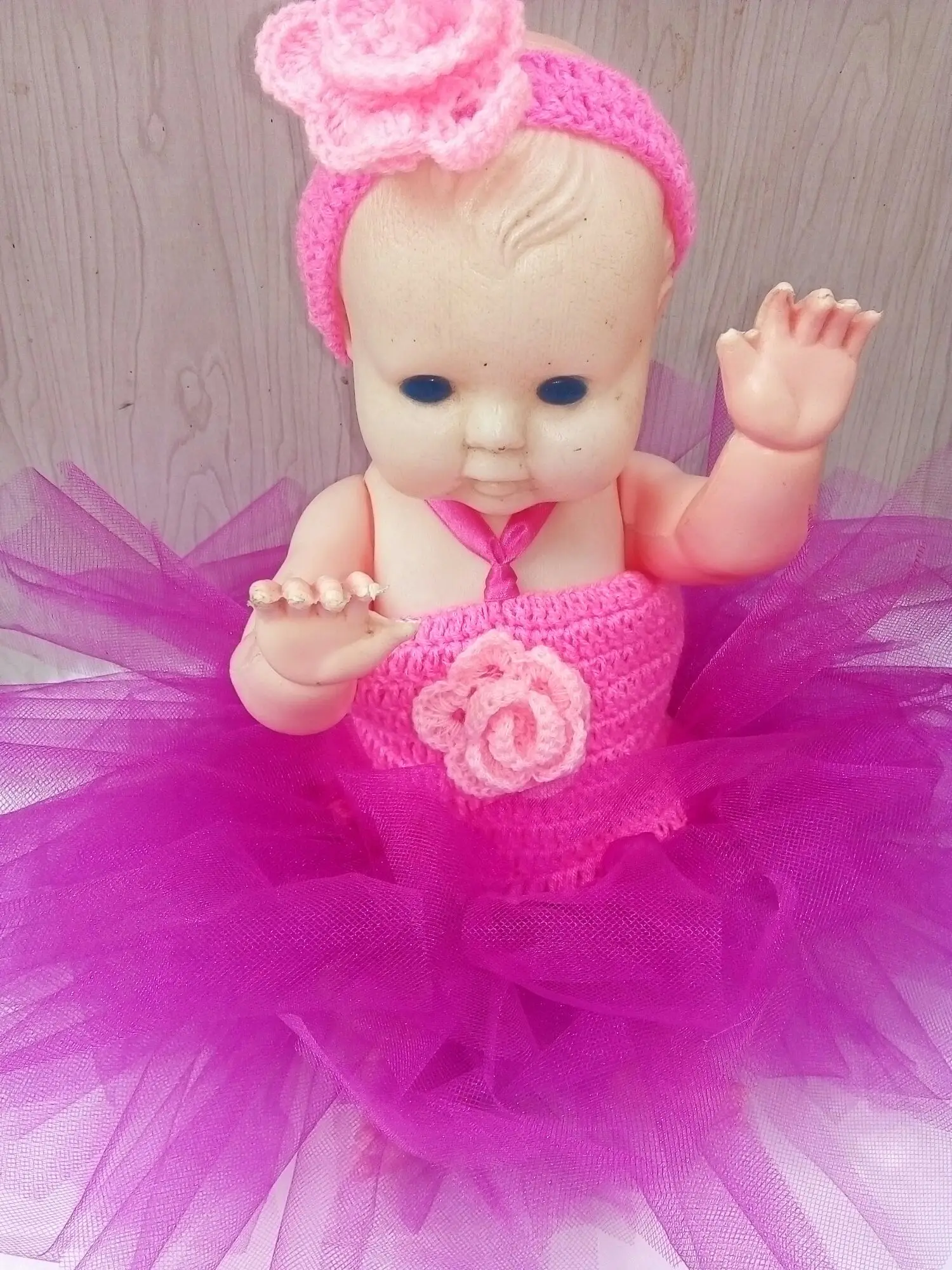 Pink Self Embroidered Frock For Baby Girl